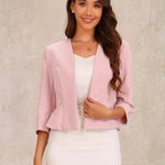 Kaulukseton peplum-jakku 3/4-hihoilla