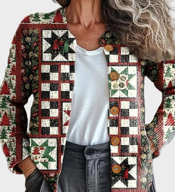 Everlyn™ – Jouluhenkinen patchwork-neuletakki