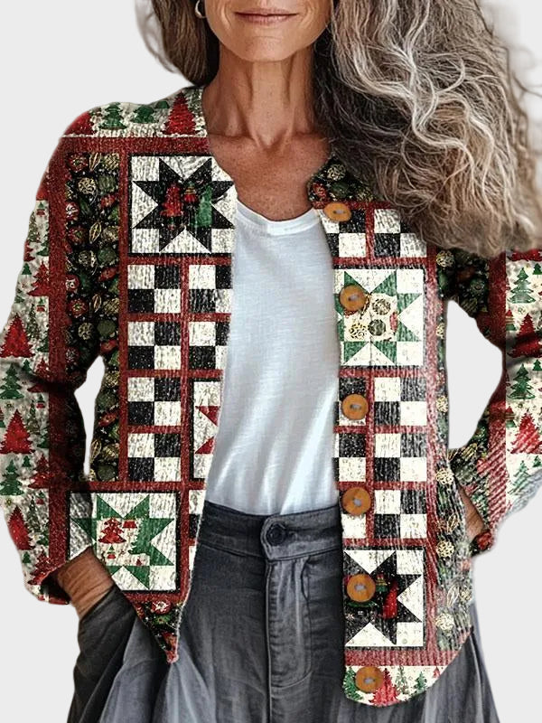 Everlyn™ – Jouluhenkinen patchwork-neuletakki