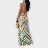 Remi - Missoni Värikäs Herringbone-kuvioinen Maksimekko