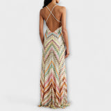 Remi - Missoni Värikäs Herringbone-kuvioinen Maksimekko