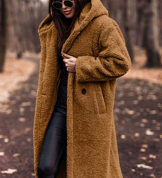 Taina – pitkä teddytakki hupulla