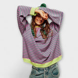 Mary - Oversize-neule raidoilla, lila