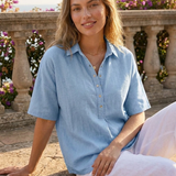 Damen Bluse mit Knopfleiste | Kurzarm