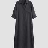 Damen Hemdblusenkleid lang mit Knopfleiste