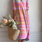 Damen Streifen Madikleid | Pastell