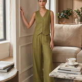 Damen Hosenanzug Set | Weste & Weite Hose