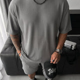 Ylisuuri Cord Tee - Harmaa