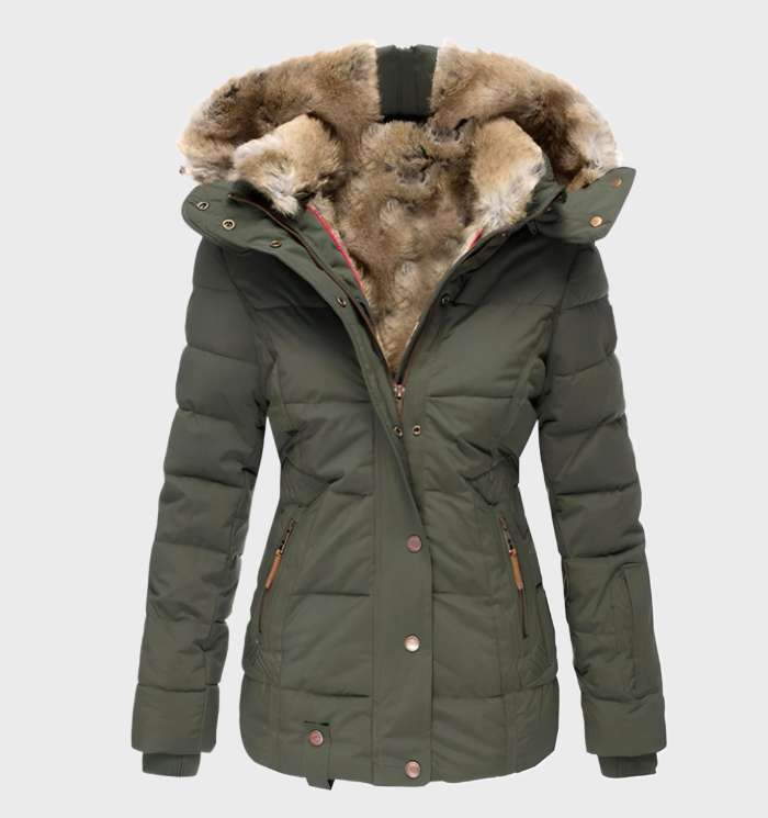 Aurora - Slim Fit Naisten Talvitakki Huoodilla