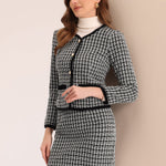Kahden osan setti: ruudullinen tweed-bleiseri ja minihame