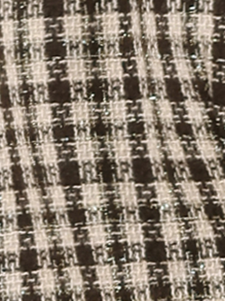 Kahden osan setti: ruudullinen tweed-bleiseri ja minihame