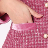 Kahden osan setti: ruudullinen tweed-bleiseri ja minihame