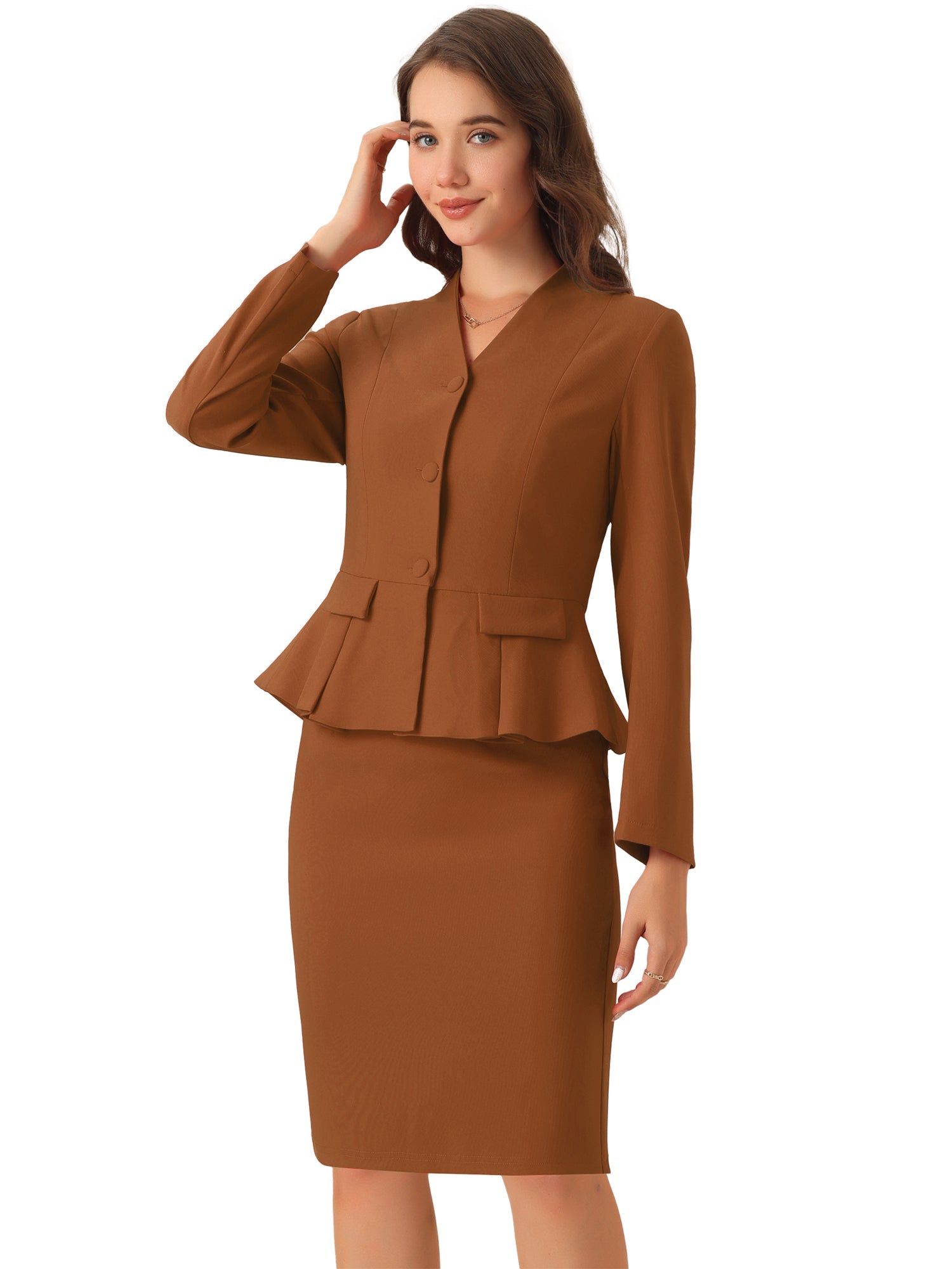 Kahden osan jakkupuku: peplum-jakku ja kynähame