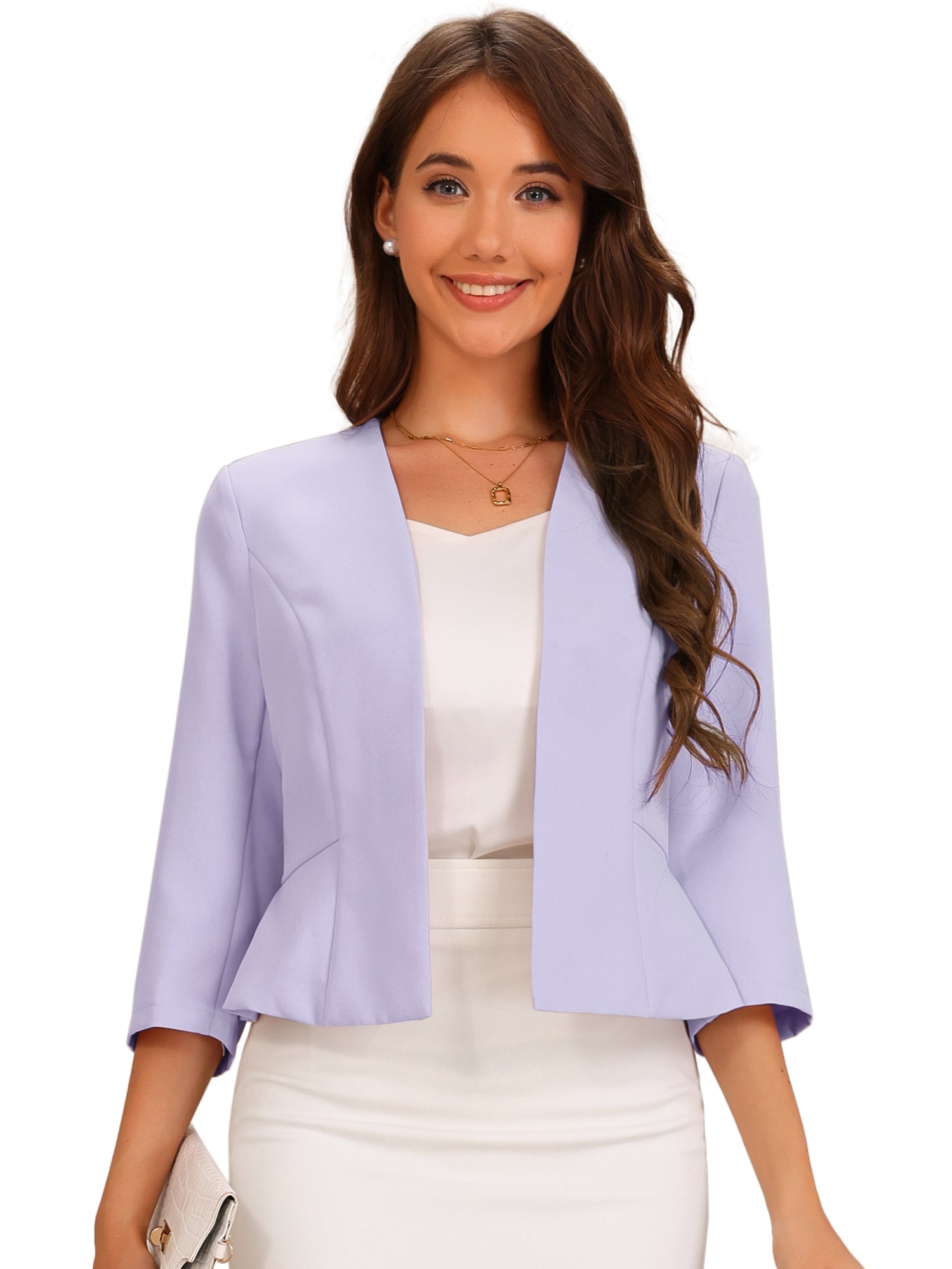 Kaulukseton peplum-jakku 3/4-hihoilla