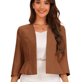 Kaulukseton peplum-jakku 3/4-hihoilla